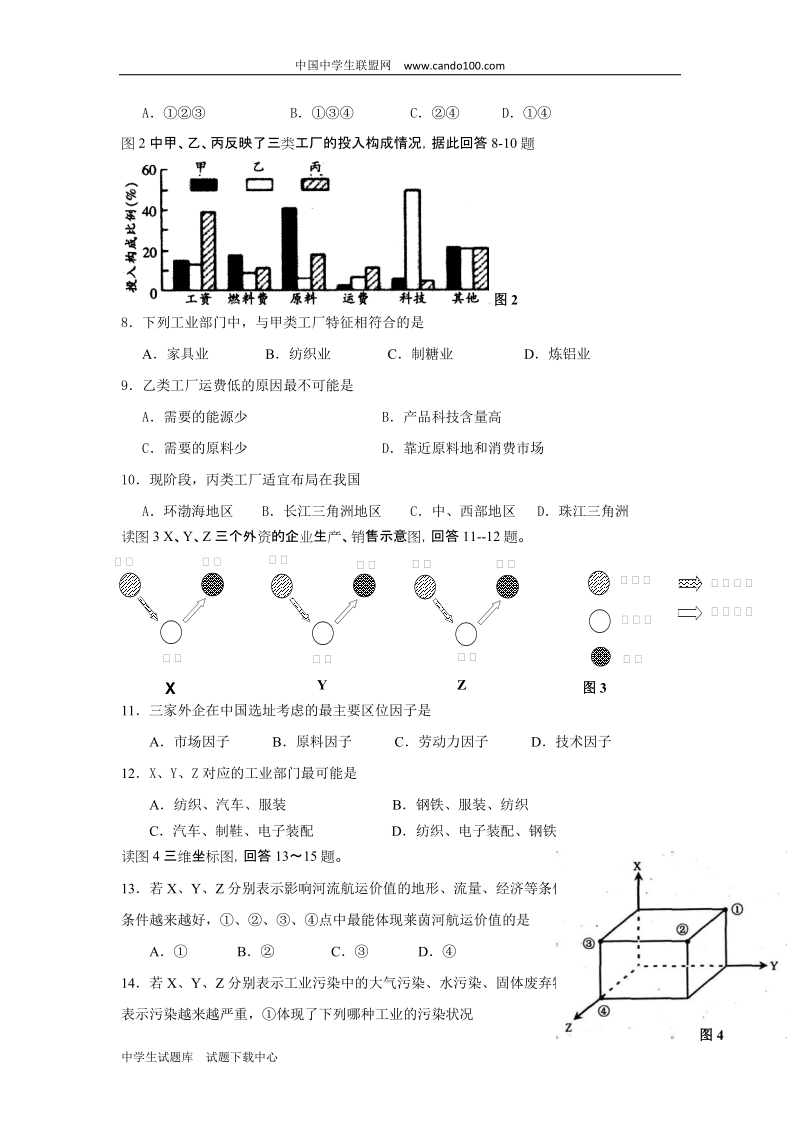 河北邯郸高一期末考试地理试题doc - 中国中学生联盟网--最具亲和力的.doc_第2页