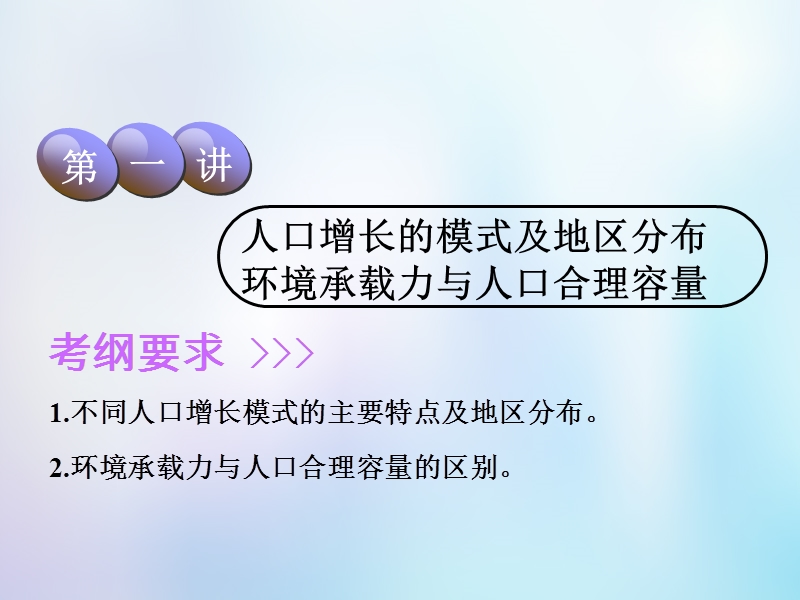 2019版高考地理一轮复习第2部分人文地理第五章人口的增长迁移与合理容量第一讲人口增长的模式及地区分布环境承载力与人口合理容量课件中图版.ppt_第2页