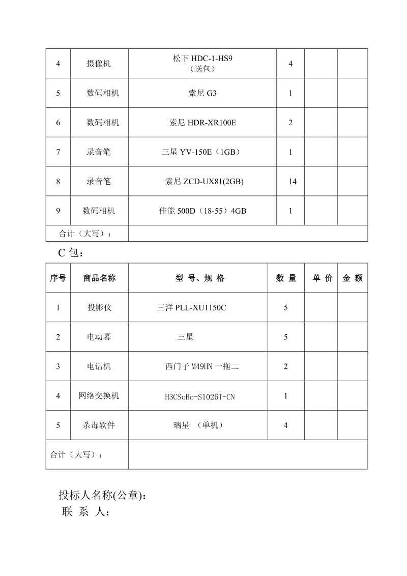 吉安市政府采购中心询价函 编号：吉政采2009－088号 a包： 序号 商品.doc_第2页