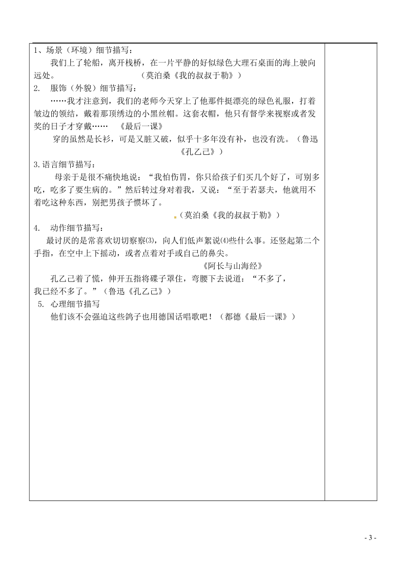 内蒙古鄂尔多斯康巴什新区七年级语文下册第三单元作文三抓住细节学案新人教版.doc_第3页