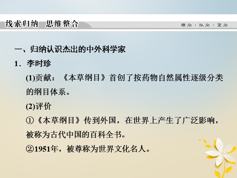 2017_2018学年高中历史专题六杰出的中外科学家专题总结课件人民版选修.ppt_第3页