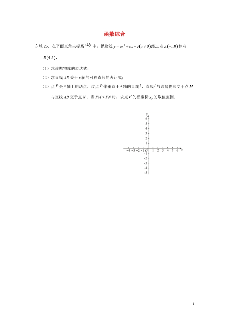 北京市十一区2018中考数学二模分类汇编 函数综合（无答案）.doc_第1页