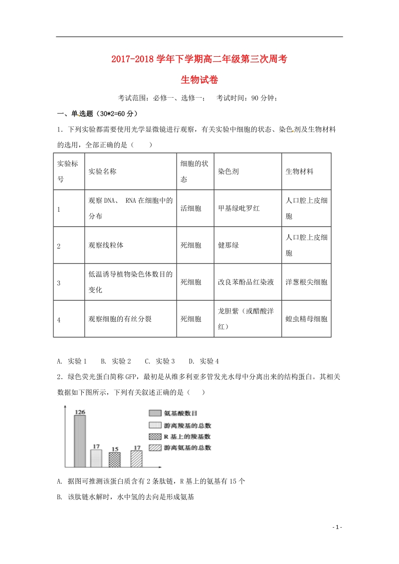 河南省鹤壁市淇滨高级中学2017_2018学年高二生物下学期第三次周考试题.doc_第1页