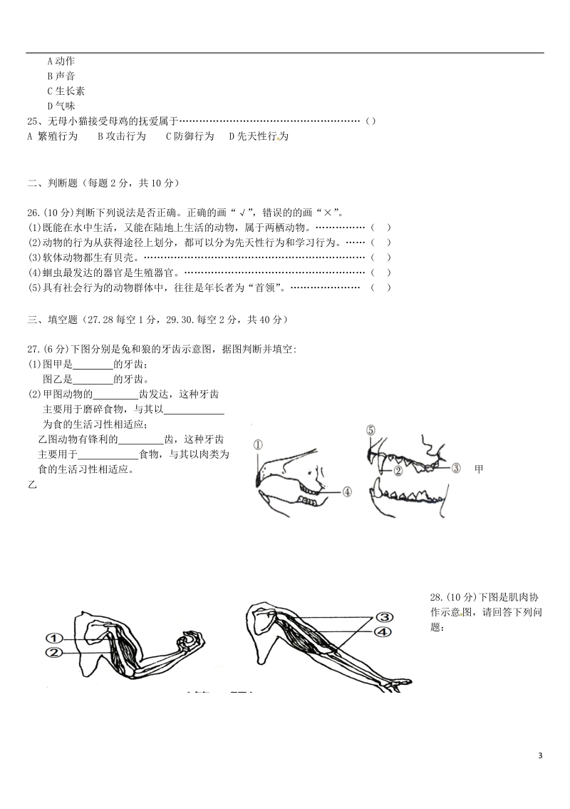 贵州省贵阳市贵安新区民族中学2017_2018学年八年级生物上学期期中试题新人教版.doc_第3页