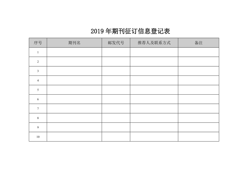 2019年期刊征订信息登记表.doc_第1页