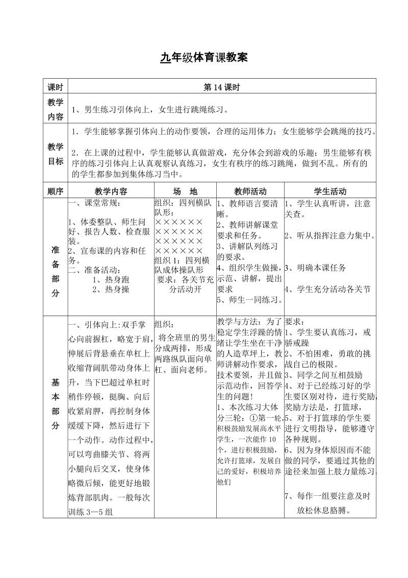 九年级体育课教案.doc_第1页