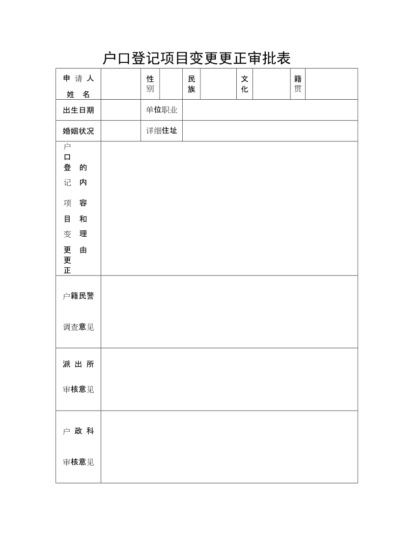 户口登记项目变更更正审批表.doc_第1页