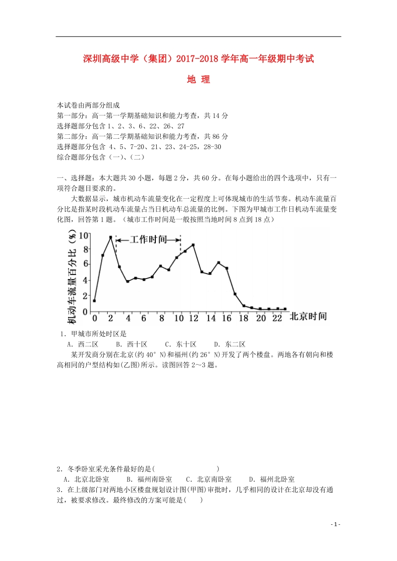 广东省深圳市高级中学2017_2018学年高一地理下学期期中试题.doc_第1页