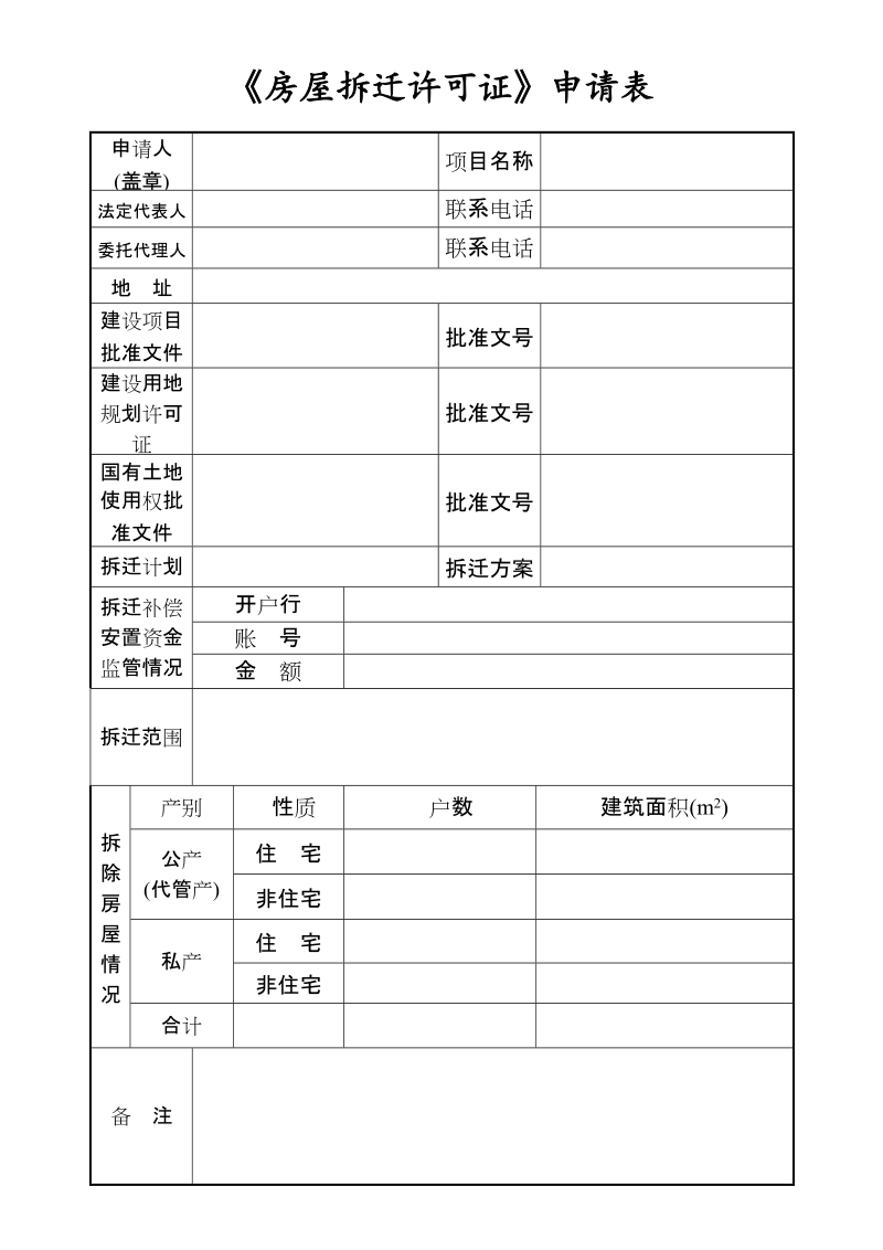 《房屋拆迁许可证》申请表.doc_第1页