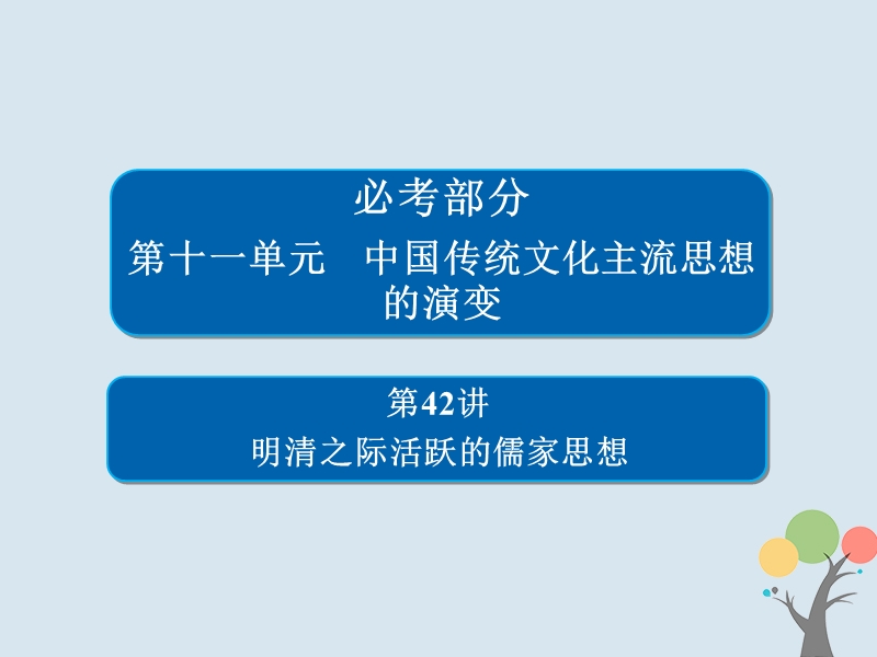 2019届高考历史一轮复习第十一单元中国传统文化主流思想的演变42明清之际活跃的儒家思想课件新人教版.ppt_第1页