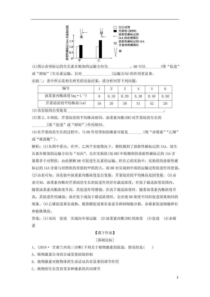 2019届高考生物总复习 第八单元 生命活动的调节 第29讲 植物的激素调节提考能强化通关 新人教版.doc_第3页