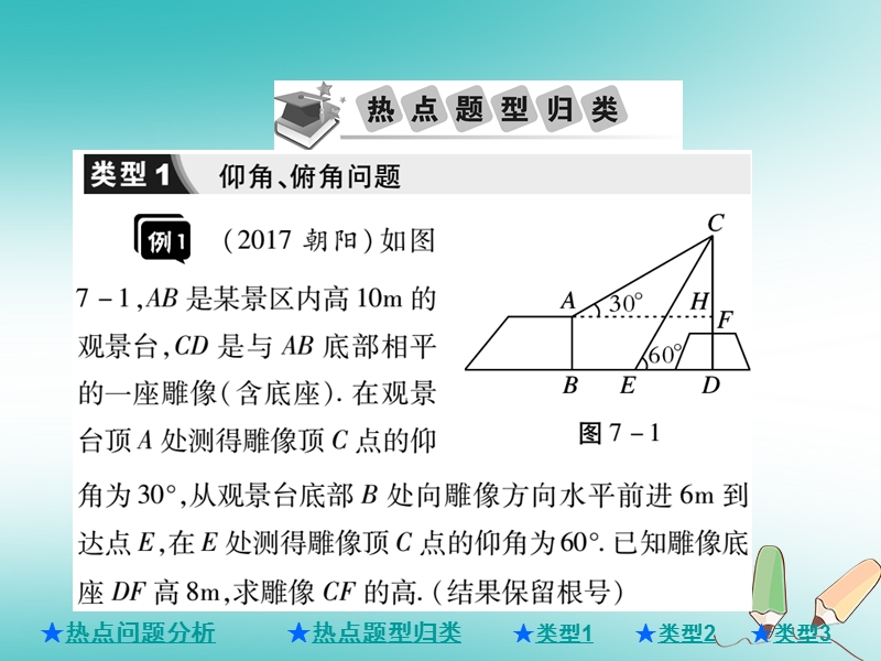 2018年中考数学总复习第二部分重点专题提升专题七解直角三角形的实际应用课件.ppt_第3页