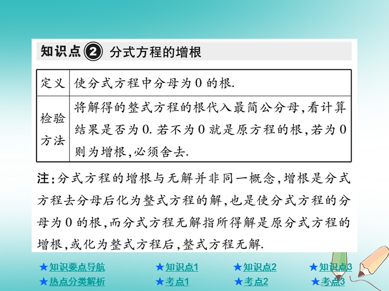 2018年中考数学总复习第一部分基础知识复习第2章方程组与不等式组第3讲分式方程课件.ppt_第3页