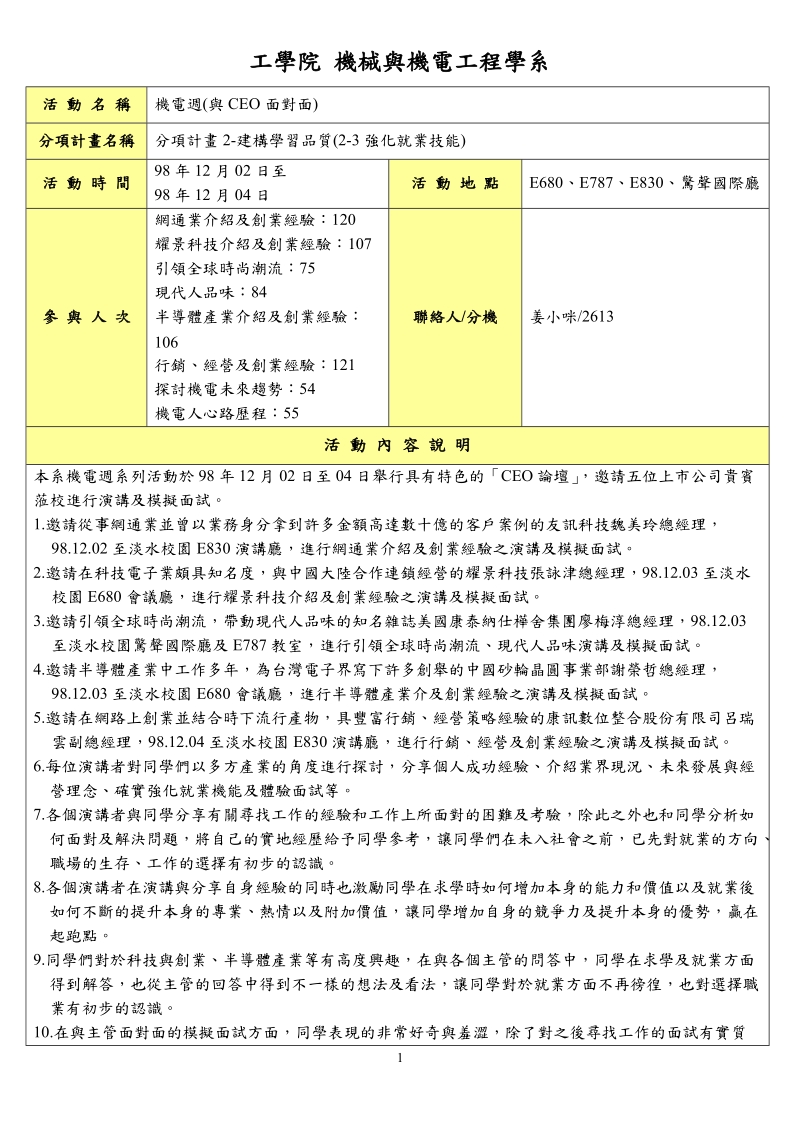 机电周(与ceo面对面)活动成果表.doc_第1页