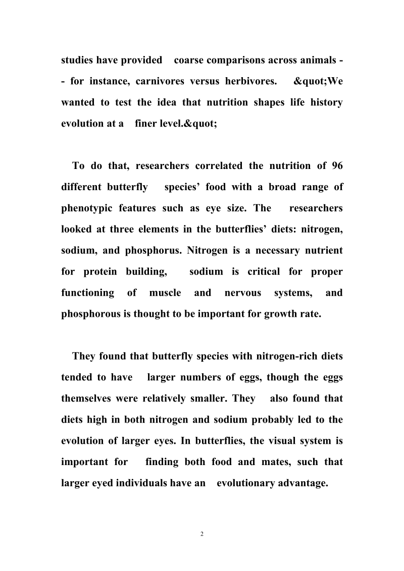 科普英语：蝴蝶的饮食对进化有何影响？.doc_第2页