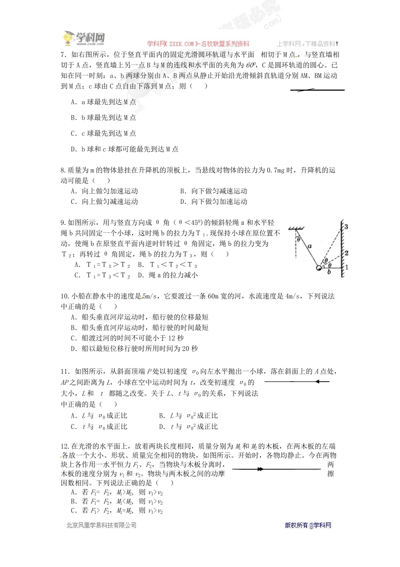 辽宁试验中学分校2012016学年高一上学期期末考试物理试题.doc_第2页