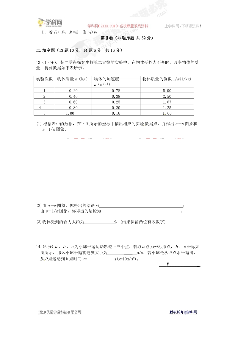 辽宁试验中学分校2012016学年高一上学期期末考试物理试题.doc_第3页