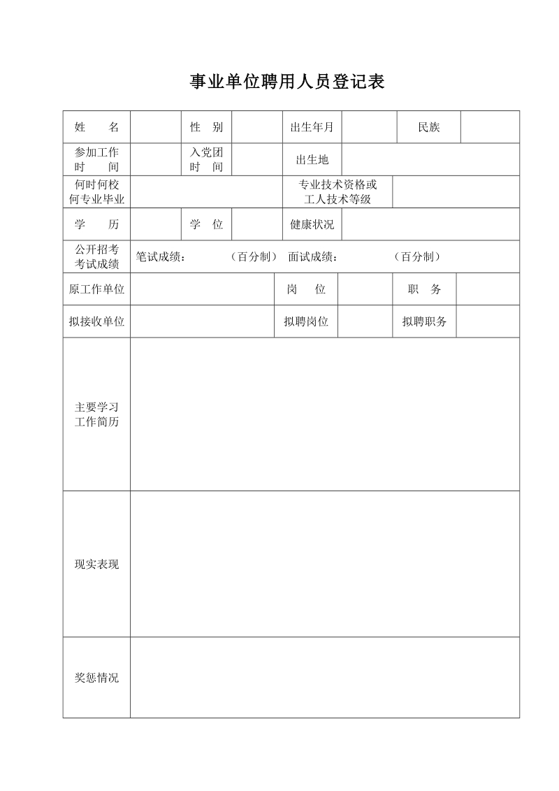 事业单位聘用人员登记表.doc_第1页