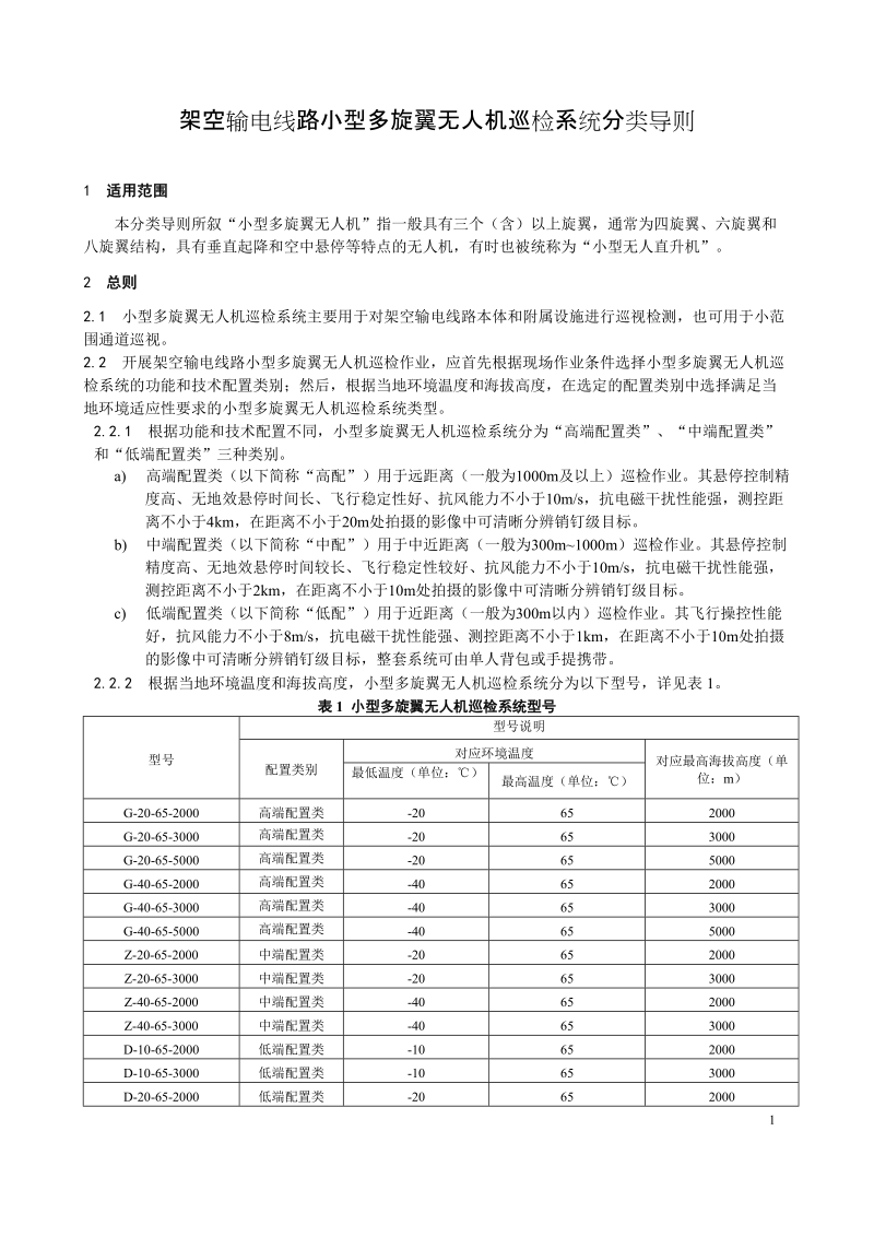 架空输电线路小型多旋翼无人机巡检系统分类导则.doc_第1页