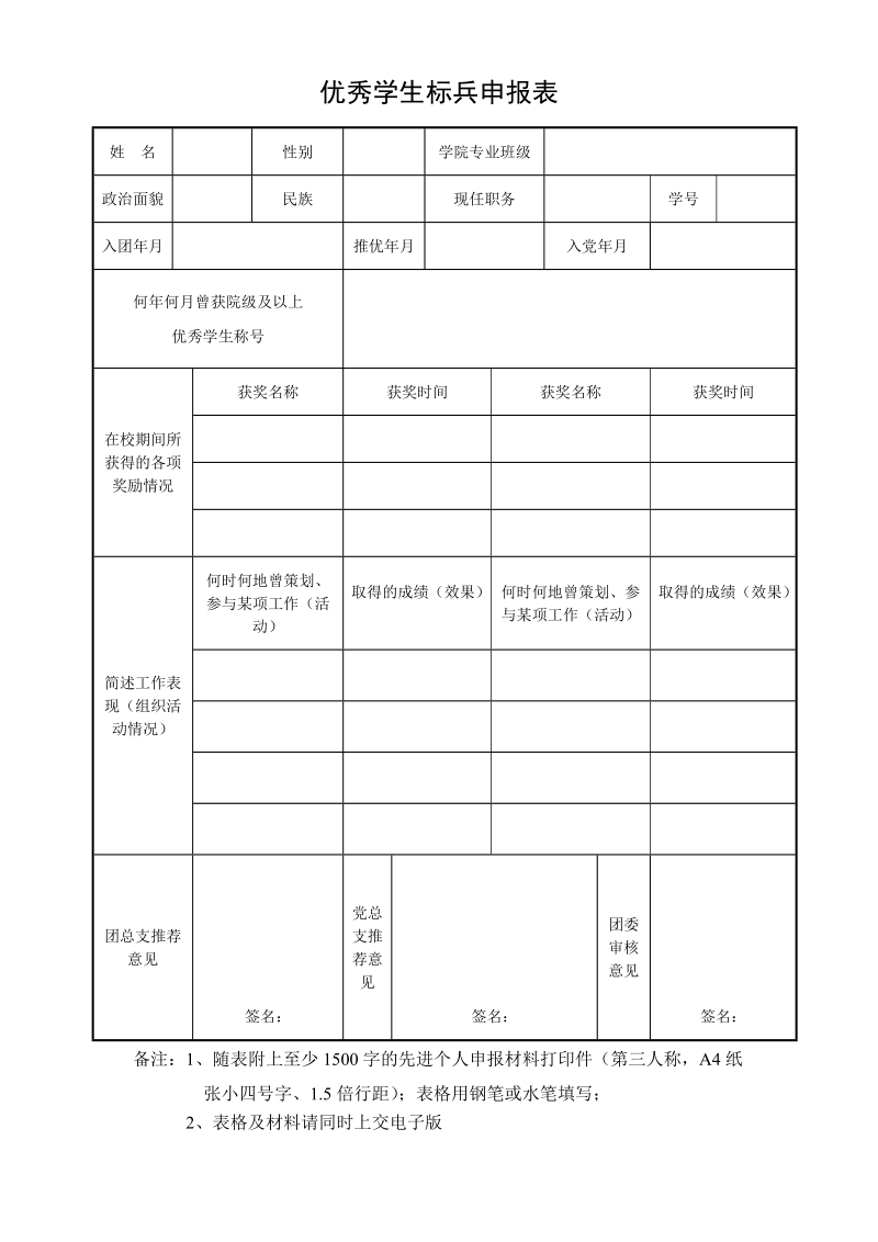 2005—2006学年优秀团员标兵申报表.doc_第1页