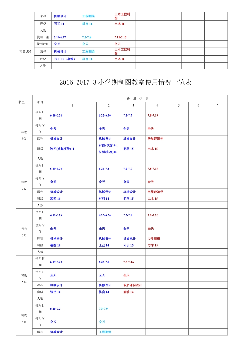 2003年第暑期教室使用情况一览表.doc_第2页