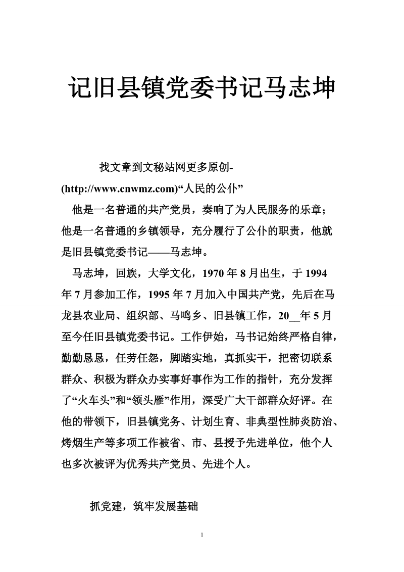 记旧县镇党委书记马志坤.doc_第1页