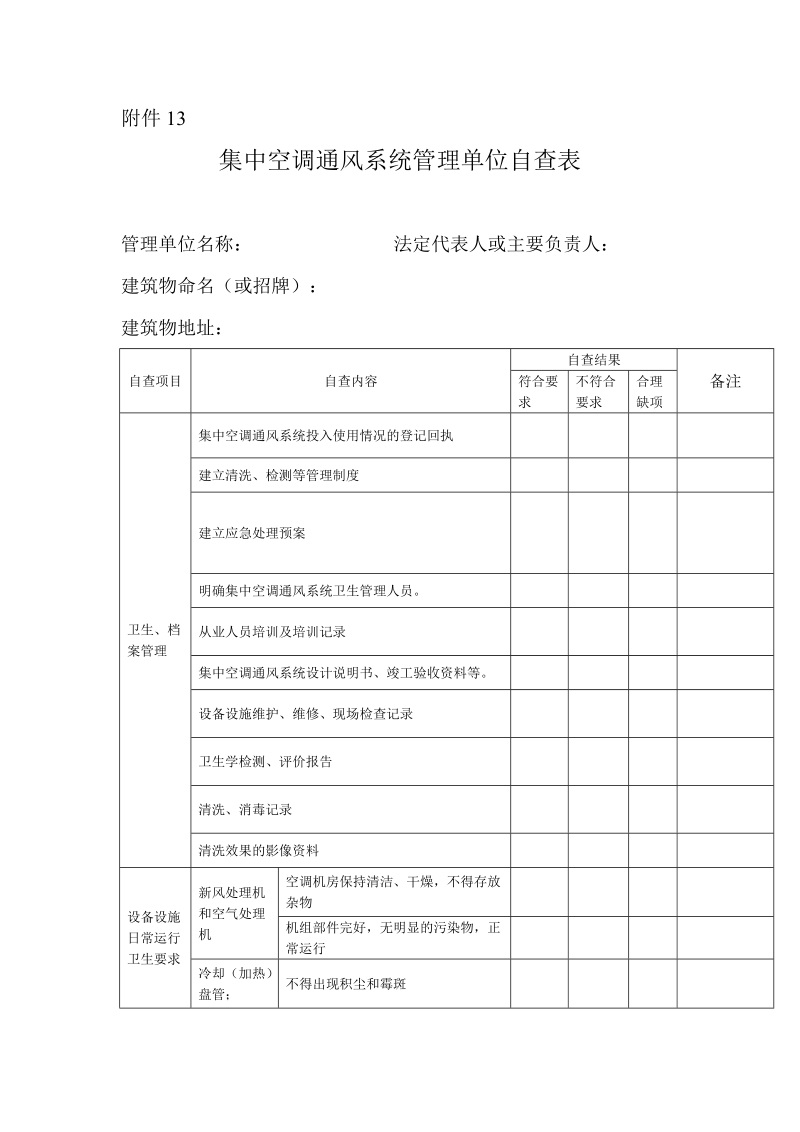 集中空调通风系统管理单位自查表.doc_第1页