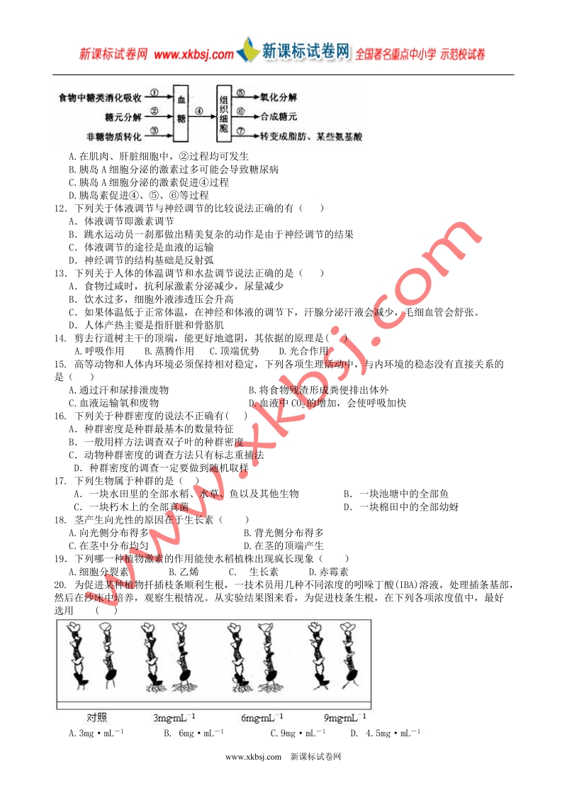 黑龙江省哈师大附中2008-2009学年高二上学期期中考试生物试题.doc_第2页