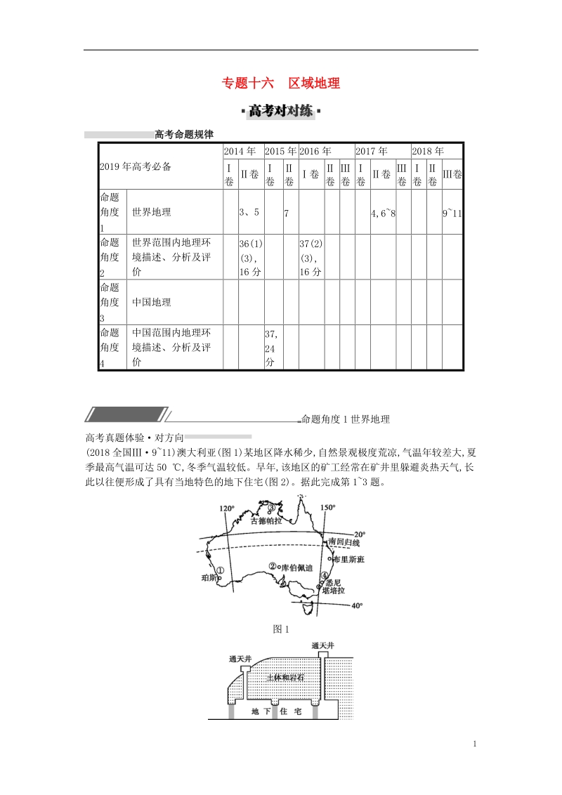 2019年高考地理总复习 专题16 区域地理专题训练.doc_第1页