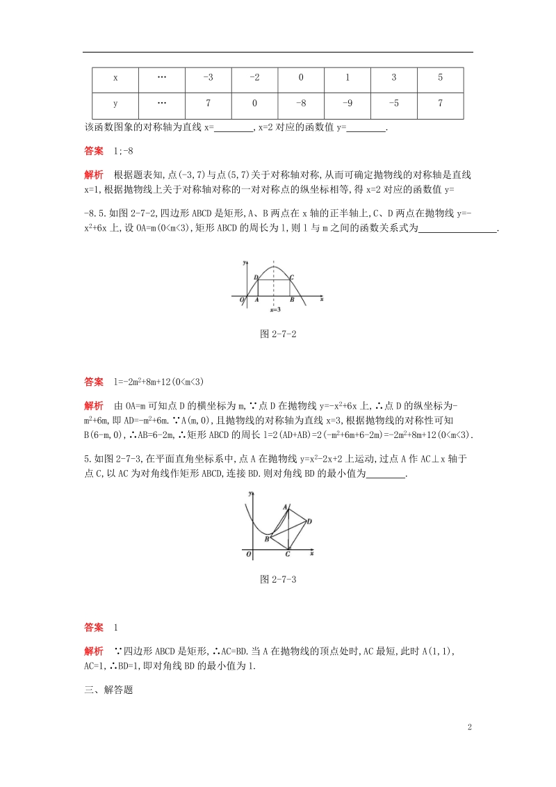 2018年九年级数学下册 专项综合全练 二次函数试题 （新版）北师大版.doc_第2页