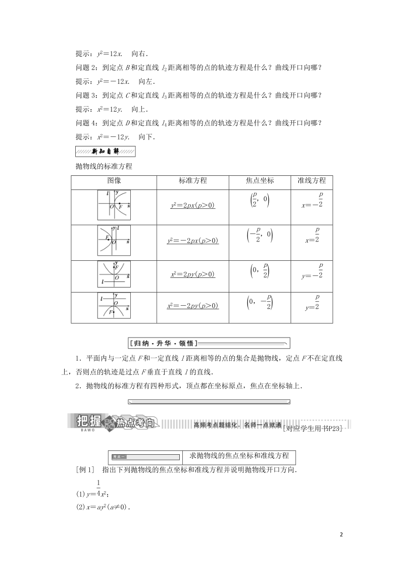 2017_2018学年高中数学第二章圆锥曲线与方程2抛物线学案北师大版选修.doc_第2页