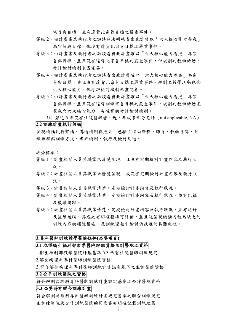 泌尿科專科醫師訓練計畫認定基準(試評)實地訪視評核表-台灣病理學會.doc_第2页