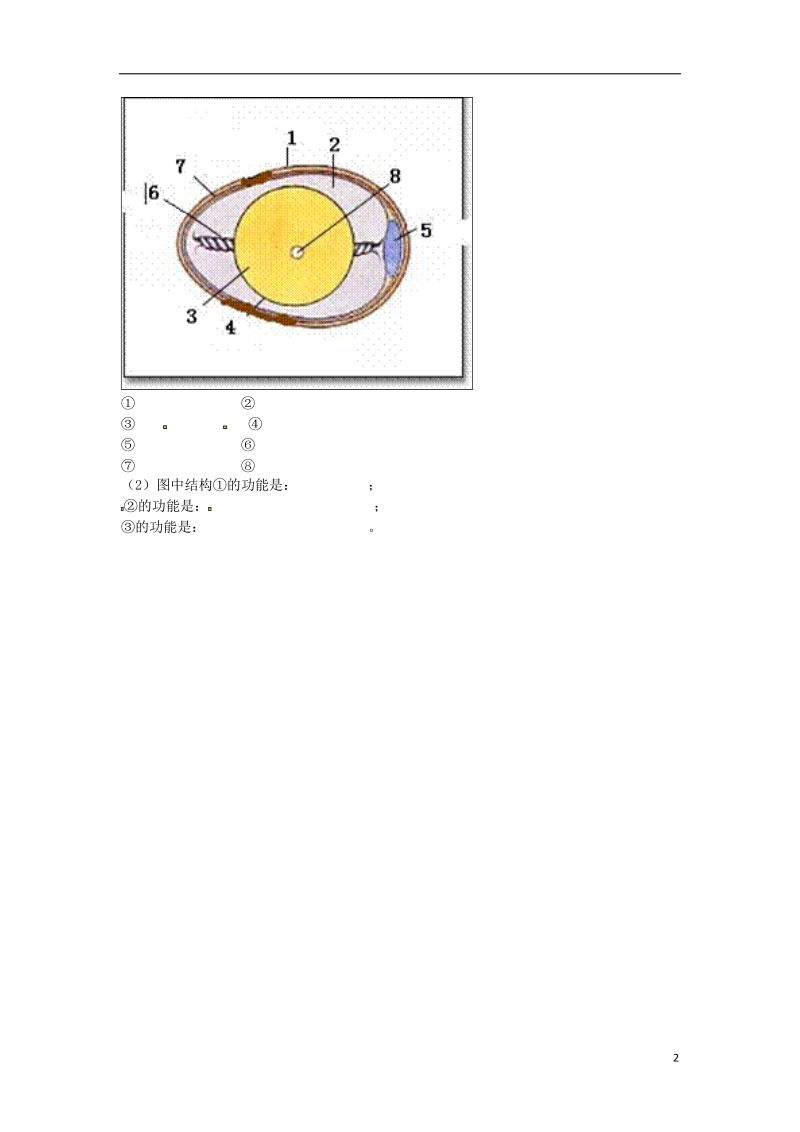 河南省永城市八年级生物下册 7.1.4《鸟的生殖和发育》基础练习1（无答案）（新版）新人教版.doc_第2页