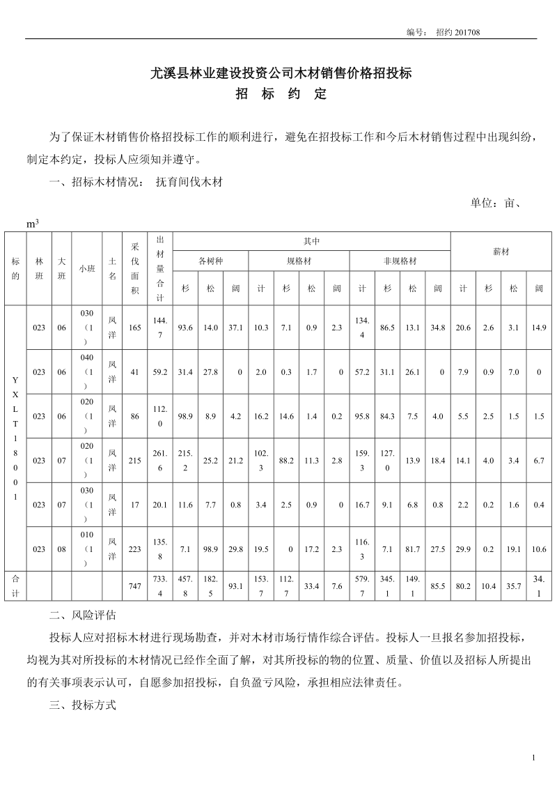 尤溪国有林场木材销售价格招投标.doc_第1页