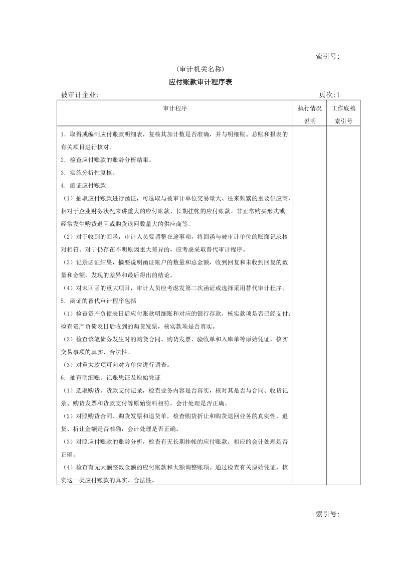 流动负债w-03应付账款审计程序表.doc_第1页