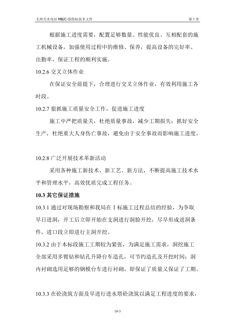 毛坝关引水系统标第十章  施工技术工期保证措施.doc_第3页