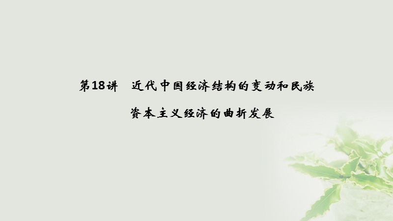 江苏专用2019届高考历史一轮复习第九单元近代中国经济的发展和近现代社会生活的变迁第18讲近代中国经济结构的变动和民族资本主义经济的曲折发展课件新人教版.ppt_第3页