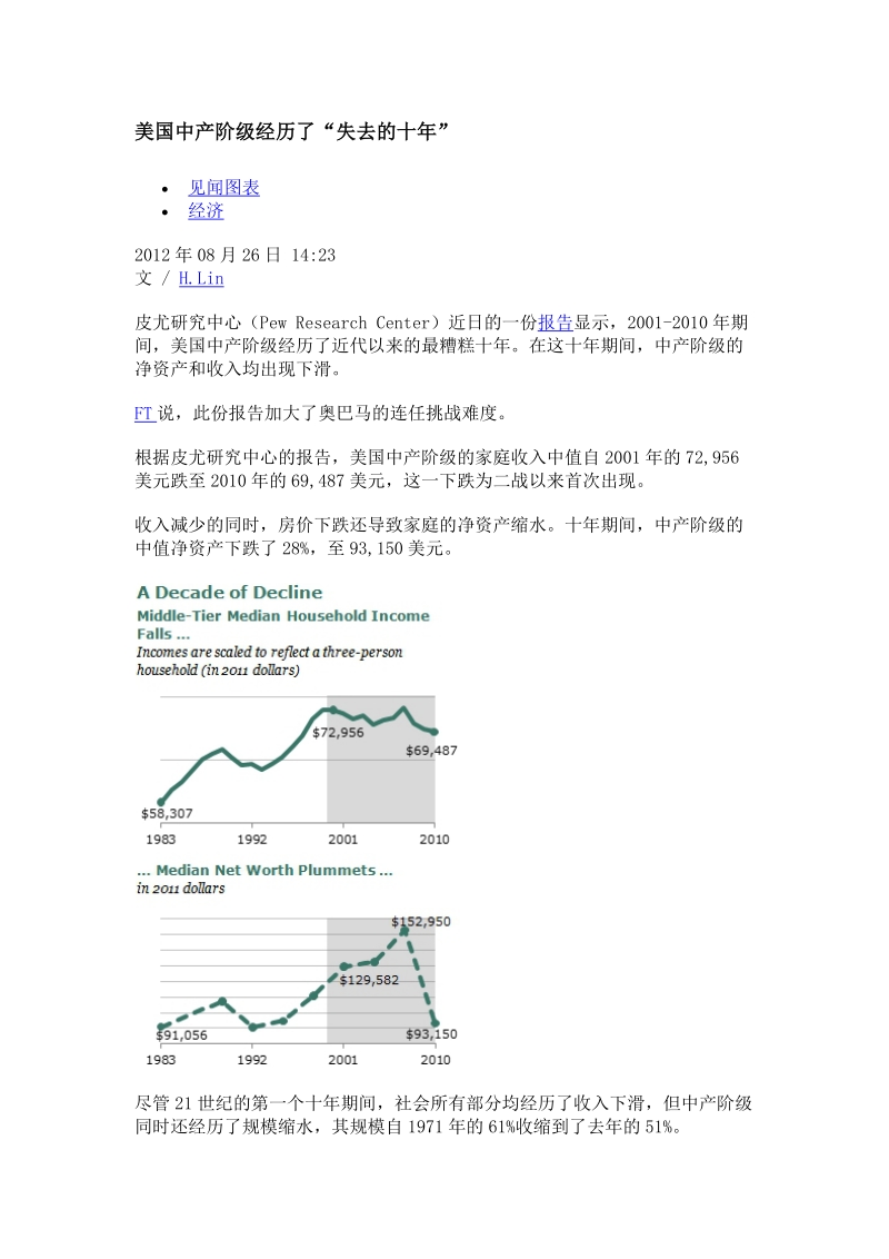 美国中产阶级经历了“失去的十年”.doc_第1页