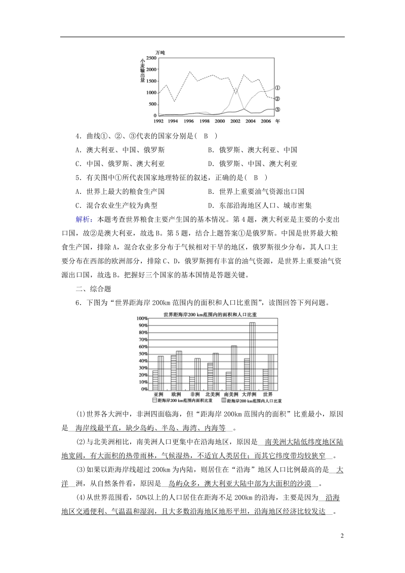 （新课标版）2019高考地理一轮复习 区域地理 第二篇 世界地理 第二单元 世界地理概况 第4课时 世界的气候与自然带跟踪演练.doc_第2页