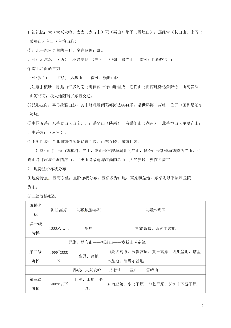 河北省邢台市八年级地理上册第二章中国的自然环境教学案无答案新人教版.doc_第2页