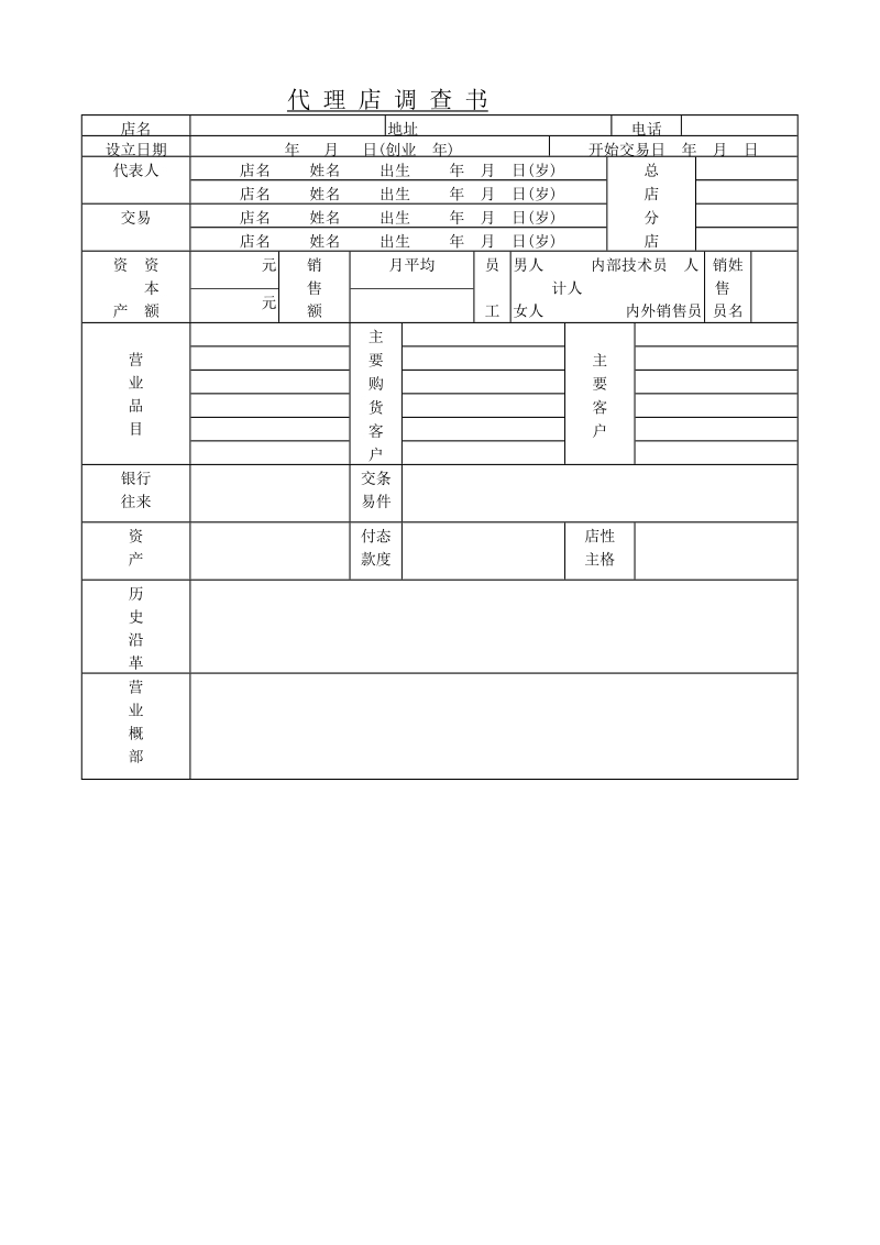 代 理 店 调 查 书.DOC_第1页