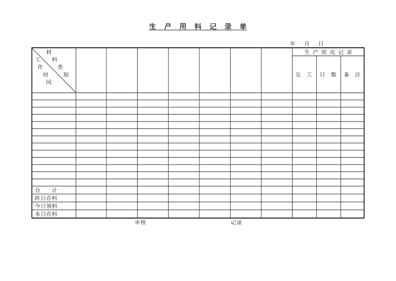 生  产  用  料  记  录  单.doc_第1页