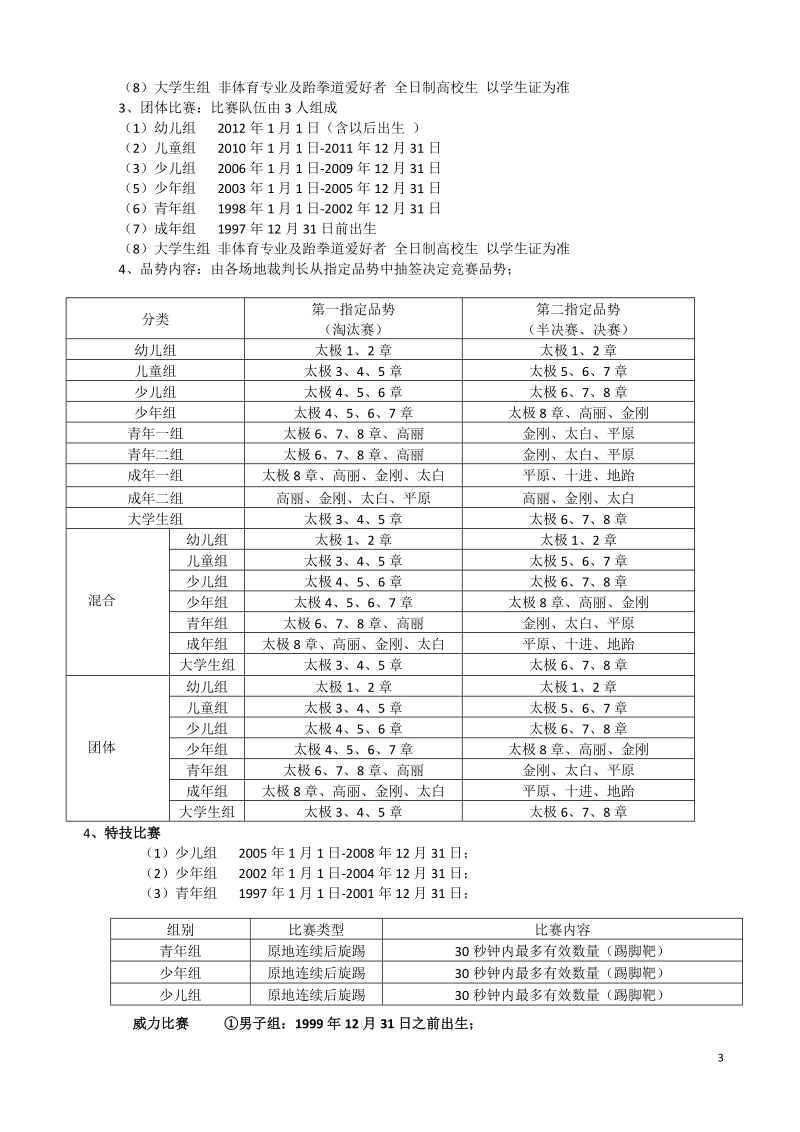 第十二届跆拳道比赛竞赛规程.docx_第3页