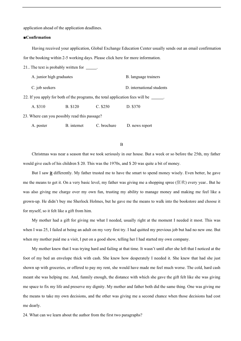 2018年辽宁省大连渤海高级中学高三上学期期中考试英语试题.doc_第2页