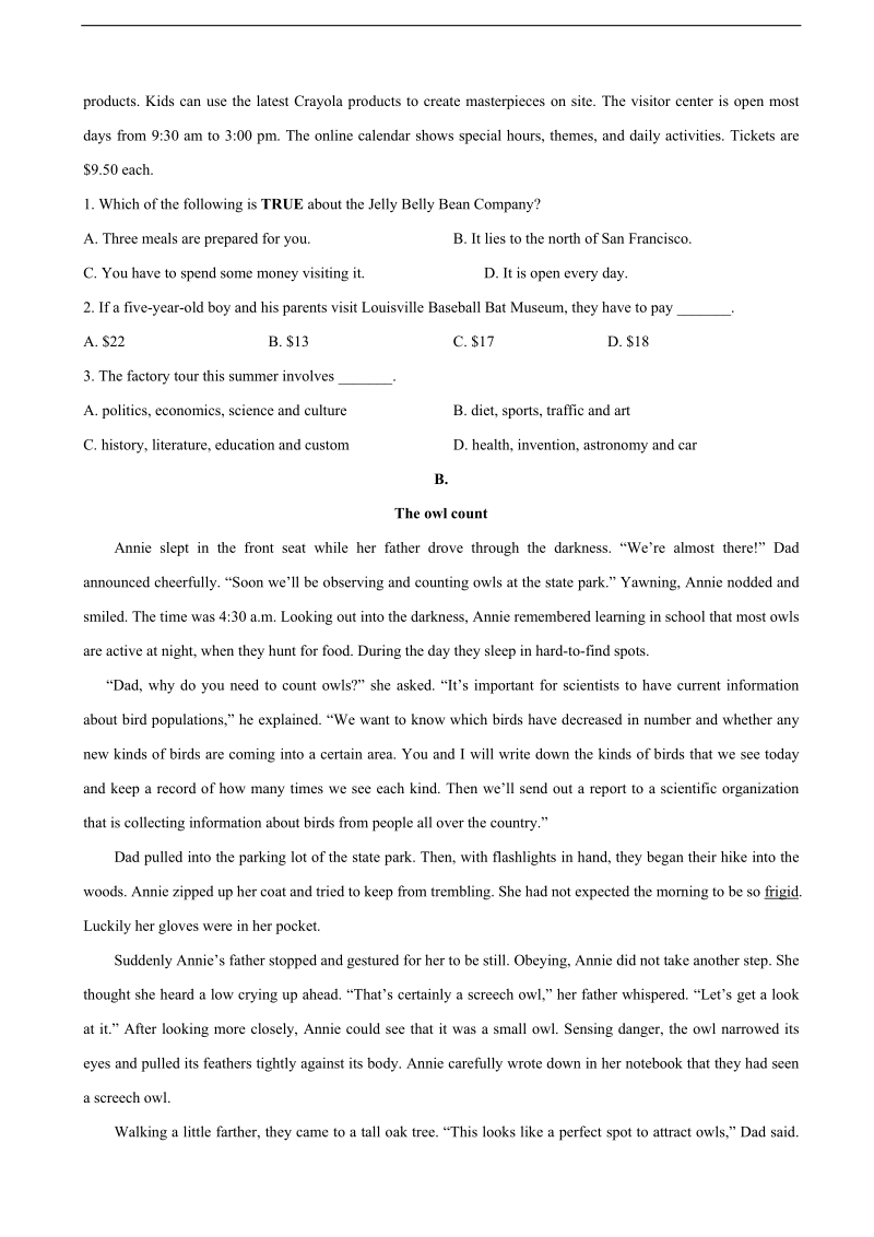 2018年黑龙江省哈尔滨市第六中学高三上学期期中考试 英语.doc_第2页