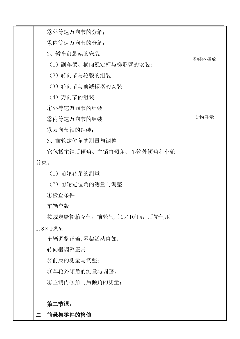 汽车底盘教学设计前悬架的故障诊断与检修.doc_第2页