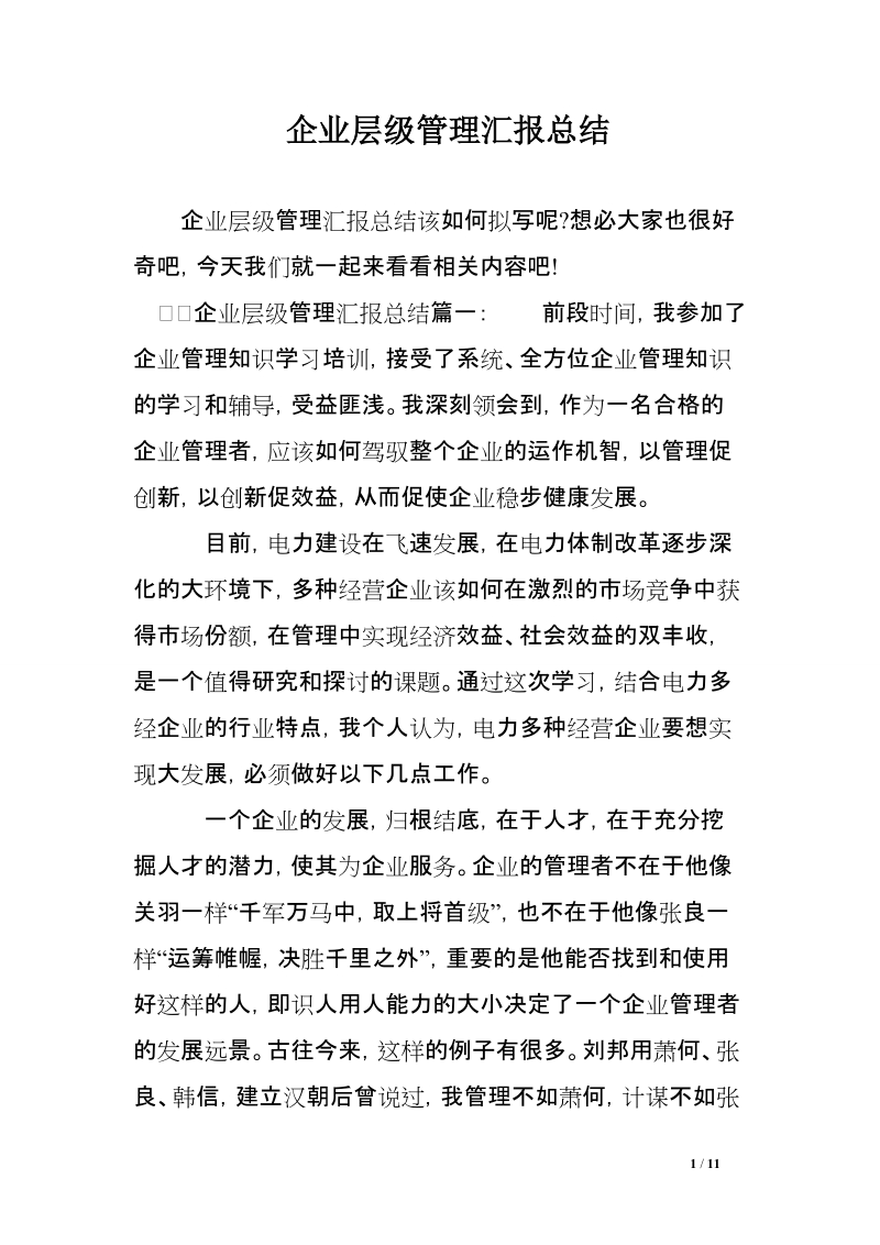 企业层级管理汇报总结.doc_第1页