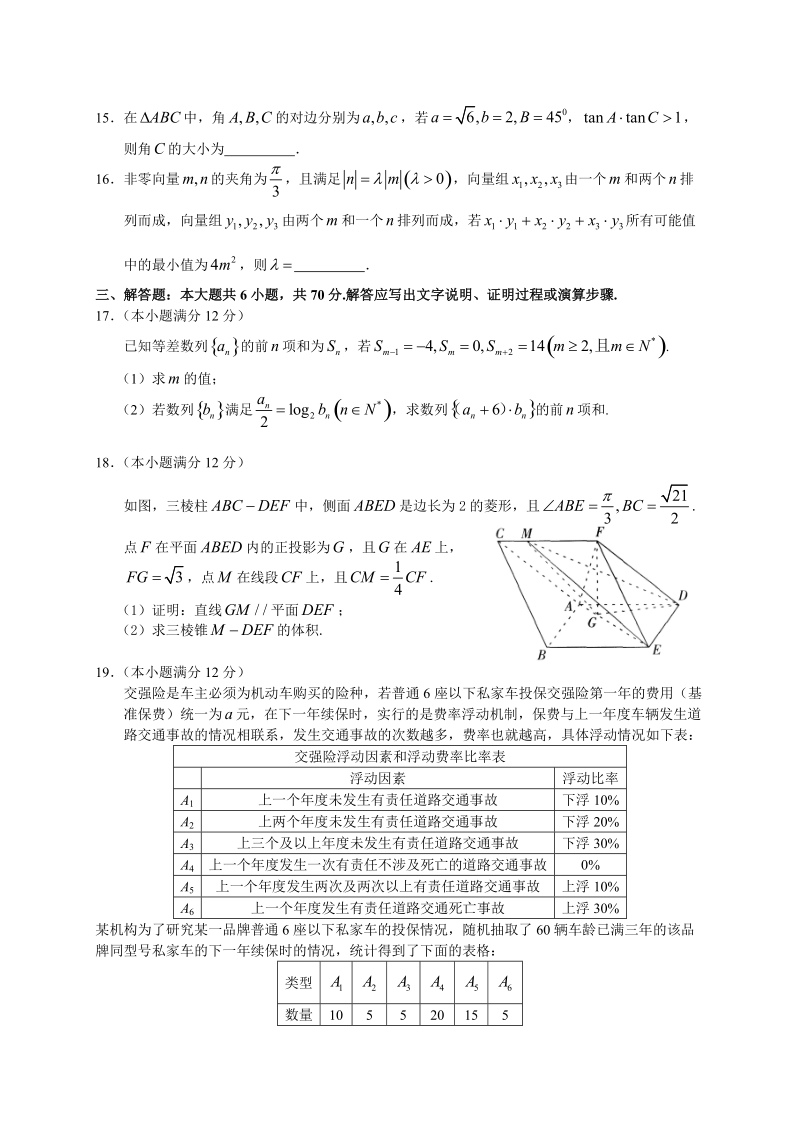 河北省石家庄市2017届高三复习教学质量检测(二)(文数).doc_第3页