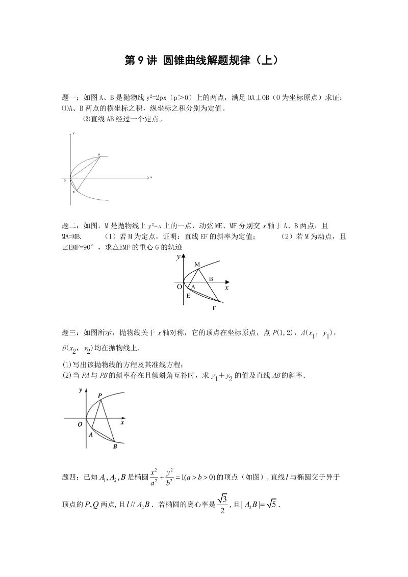 第9、10讲 圆锥曲线解题规律（上、下）.doc_第1页