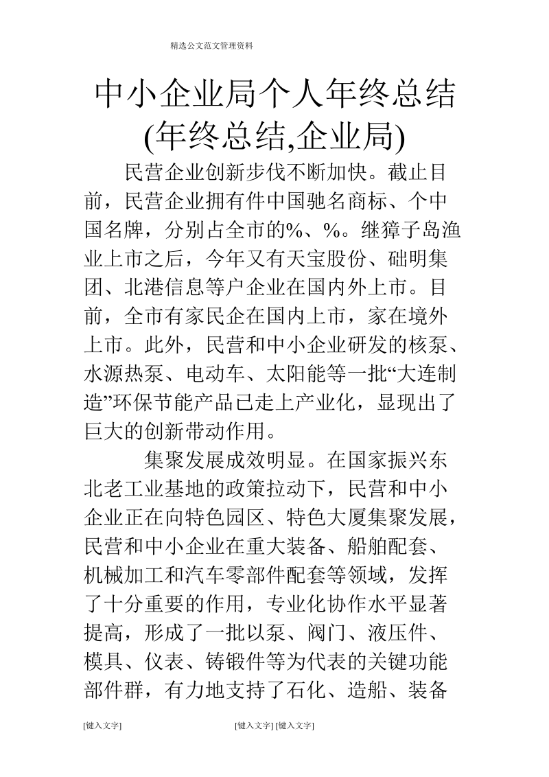 中小企业局个人年终总结(年终总结,企业局).doc_第1页